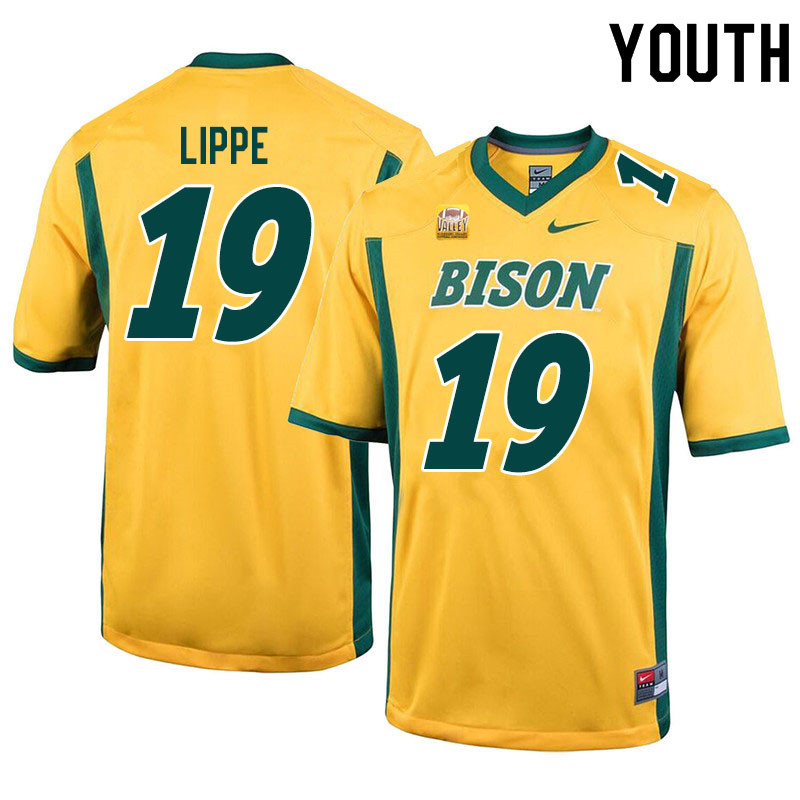 Youth #19 Jake Lippe North Dakota State Bison College Football Jerseys Sale-Yellow